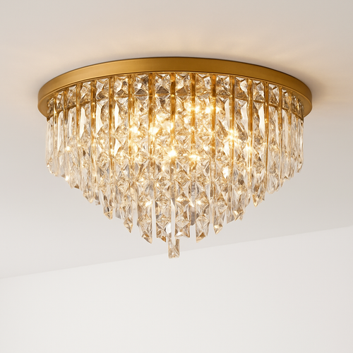 lustre moderne en acier led avec cristaux art déco