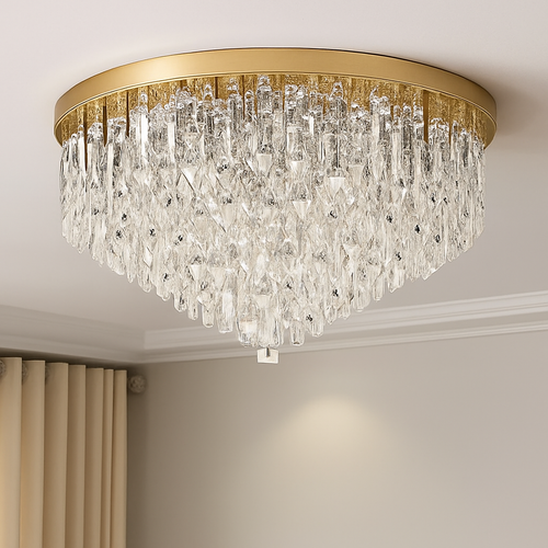 lustre moderne en acier led avec cristaux art déco - vue 3 sur 18