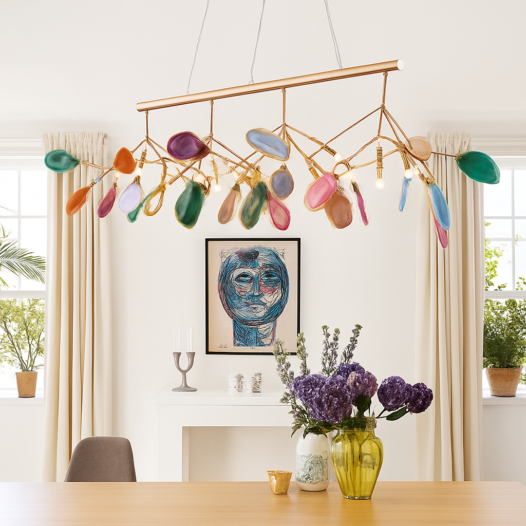 lustre moderne en agate naturelle pour décoration intérieure - vue 3 sur 17