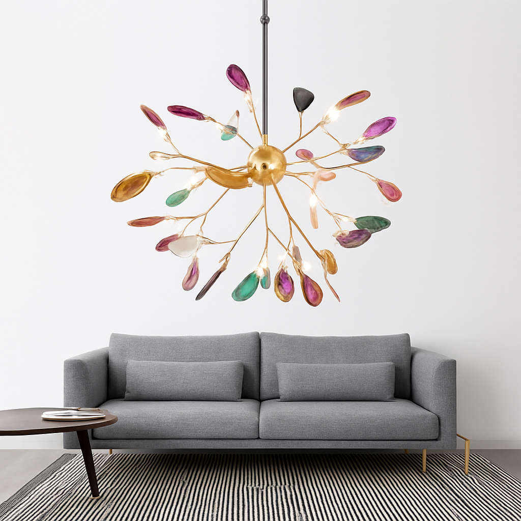 lustre moderne en agate naturelle pour décoration intérieure - vue 7 sur 17