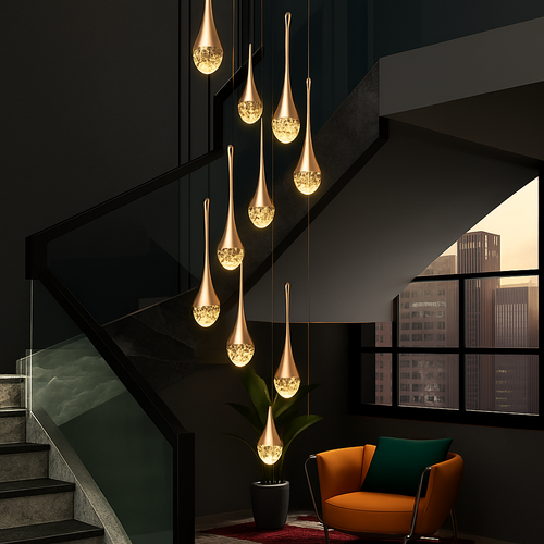 Modern crystal chandelier for creative and minimalist interior decor - vue 4 sur 15