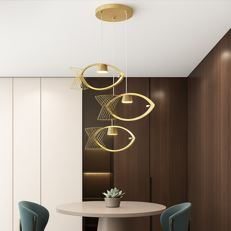 lustre moderne en fer forgé décoration poisson art nordique