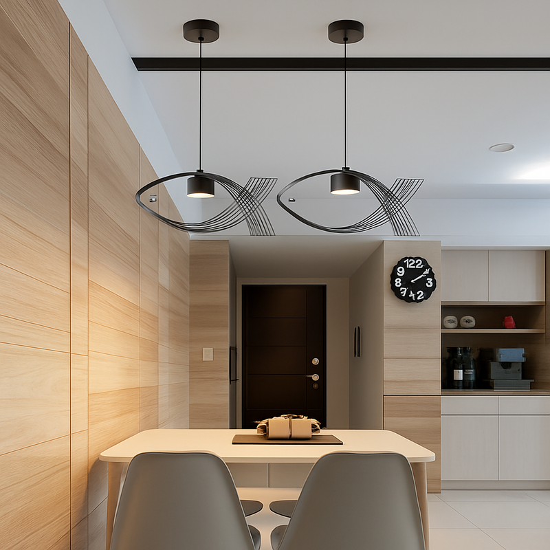 lustre moderne en fer forgé décoration poisson art nordique