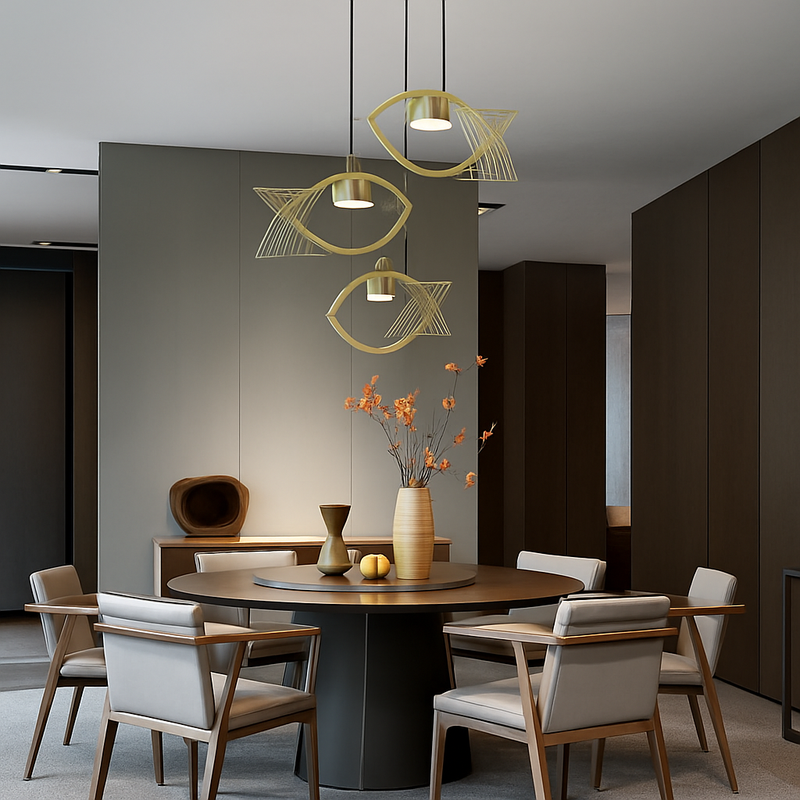 lustre moderne en fer forgé décoration poisson art nordique