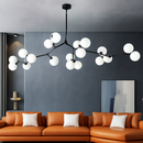 lustre moderne en verre avec branches led suspendues