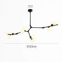 lustre moderne en verre avec branches led suspendues