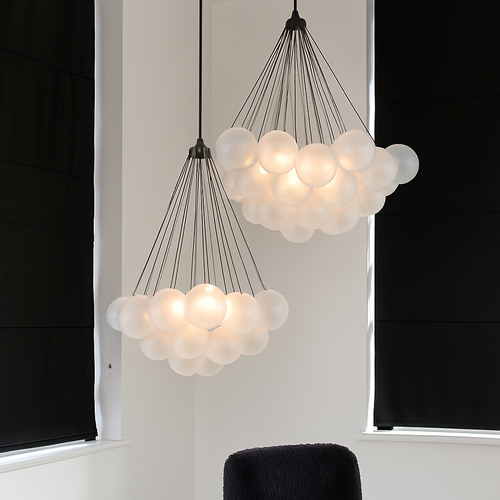 lustre moderne en verre dépoli avec suspension - vue 4 sur 10
