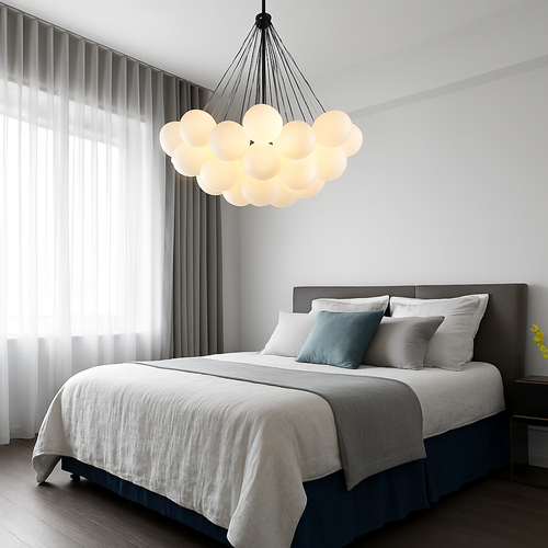 lustre moderne en verre dépoli avec suspension - vue 10 sur 10