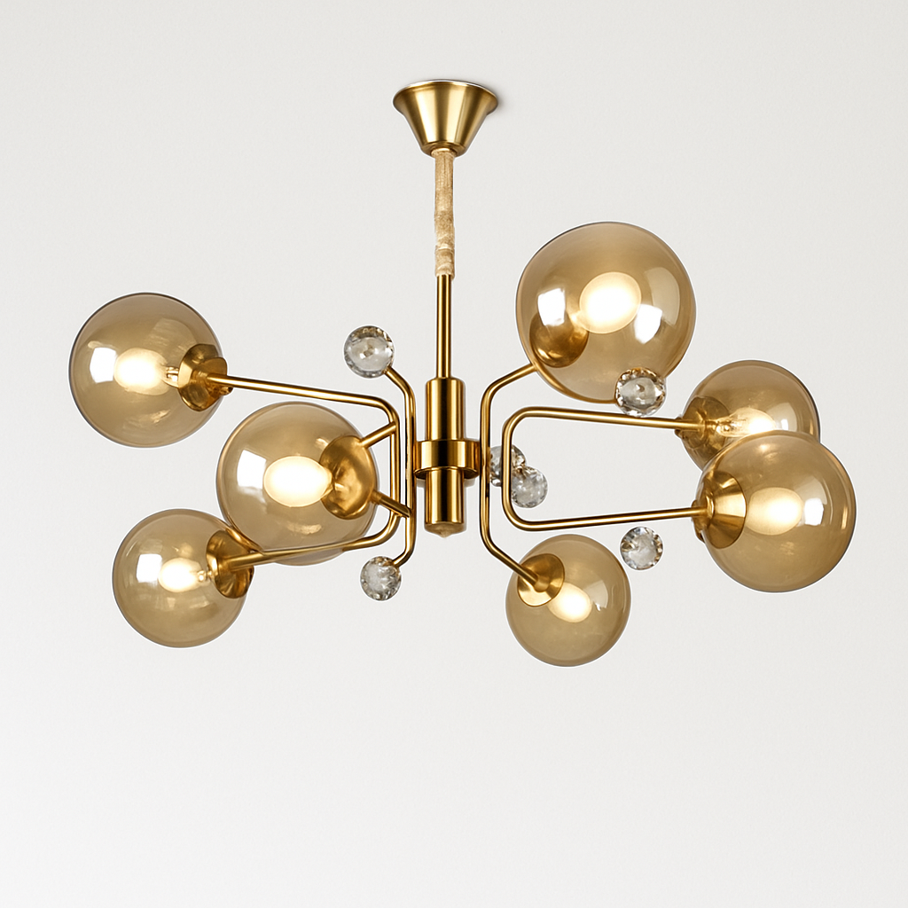 lustre moderne en verre transparent éclairage réglable design élégant - vue 7 sur 18