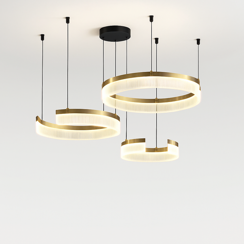 Modern circular minimal LED chandelier nordic design - vue 2 sur 12