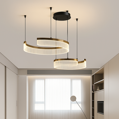 Modern circular minimal LED chandelier nordic design - vue 4 sur 12