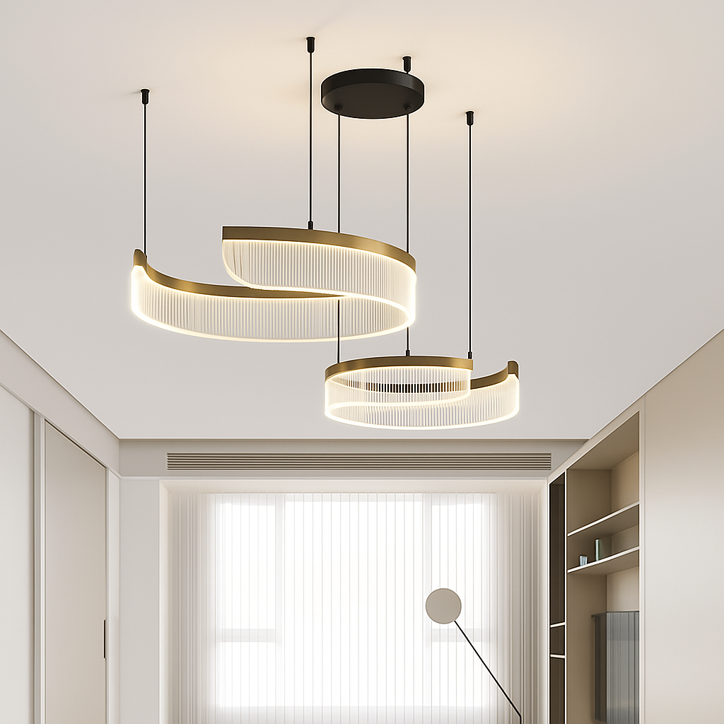 Modern circular minimal LED chandelier nordic design - vue 4 sur 12