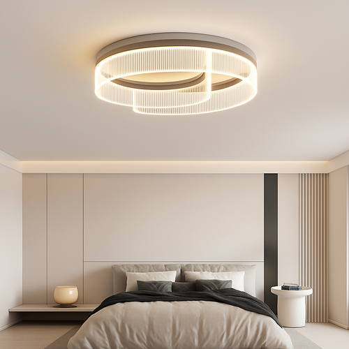 Modern circular minimal LED chandelier nordic design - vue 6 sur 12