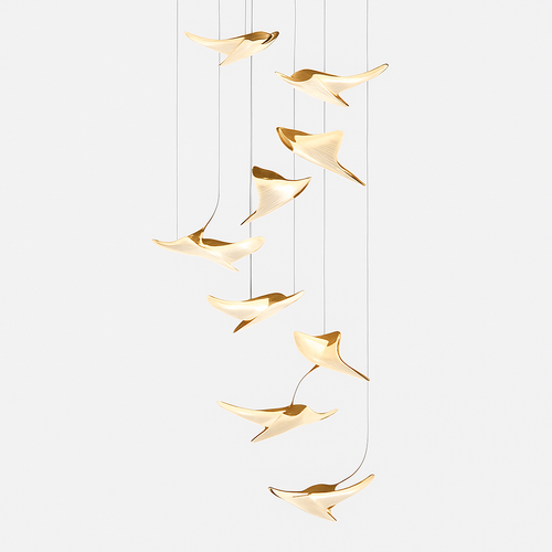 lustre moderne led mouette duplex cage d'escalier nordique - vue 4 sur 14