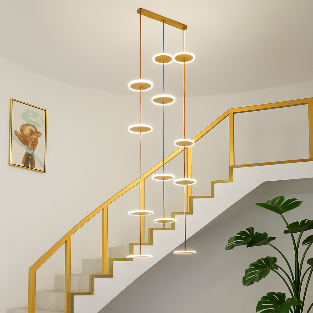 lustre moderne à led pour escalier design et élégant - vue 3 sur 13