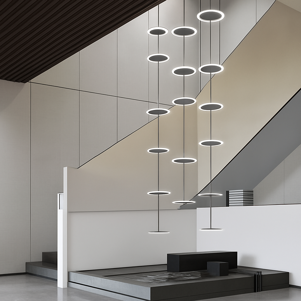 lustre moderne à led pour escalier design et élégant - vue 7 sur 13
