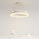 lustre moderne minimaliste led avec anneaux en cristal