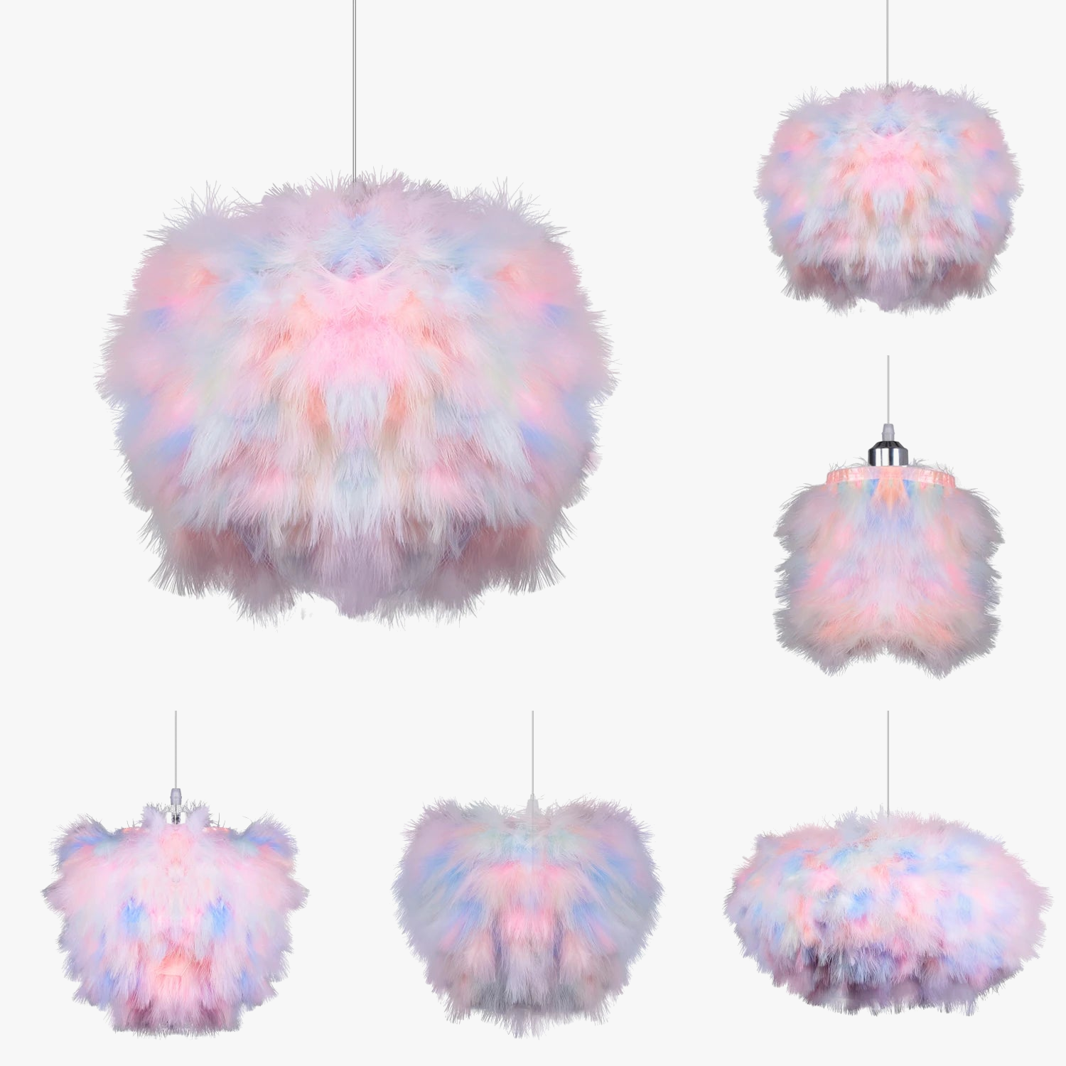 lustre moderne moelleux en plumes nordiques avec led