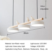 Modern nordic LED pendant light with minimalist macaron bird decoration