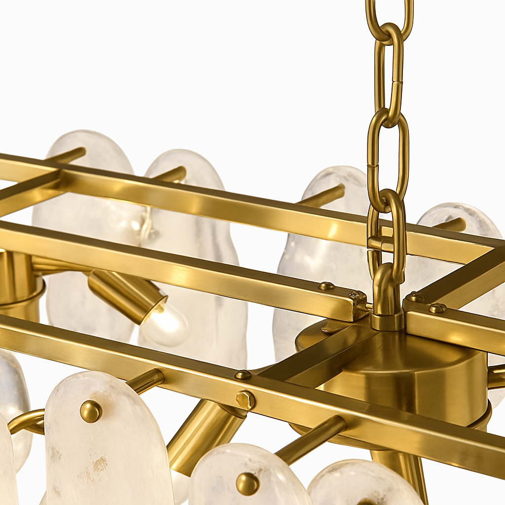lustre nordique de luxe en métal avec cristaux led suspendu - vue 5 sur 9