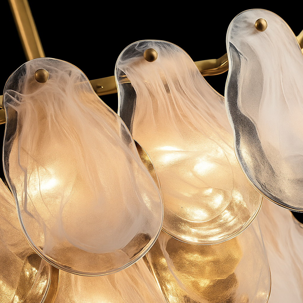lustre nordique de luxe en métal avec cristaux led suspendu - vue 6 sur 9