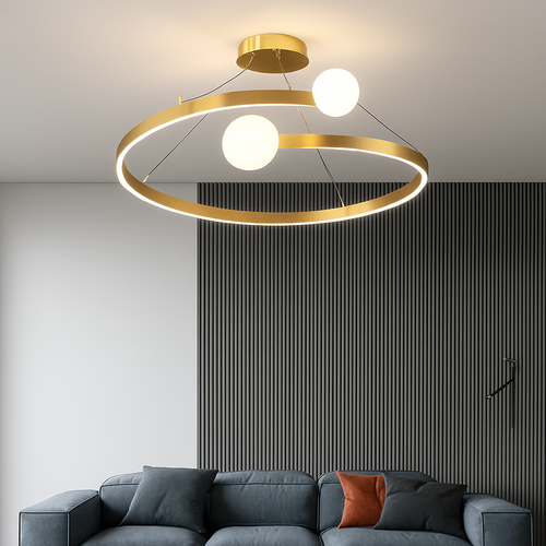 Minimalist Nordic chandelier with creative curved design - vue 2 sur 7