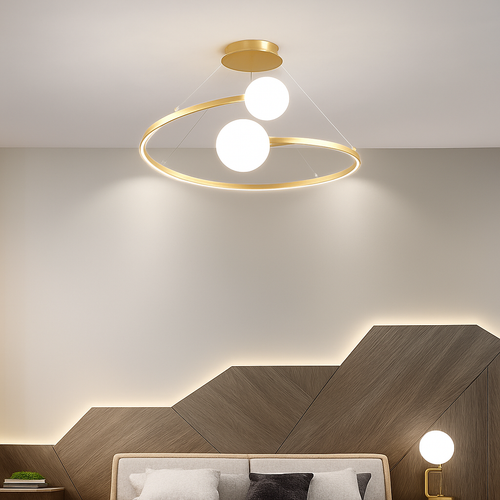 Minimalist Nordic chandelier with creative curved design - vue 3 sur 7