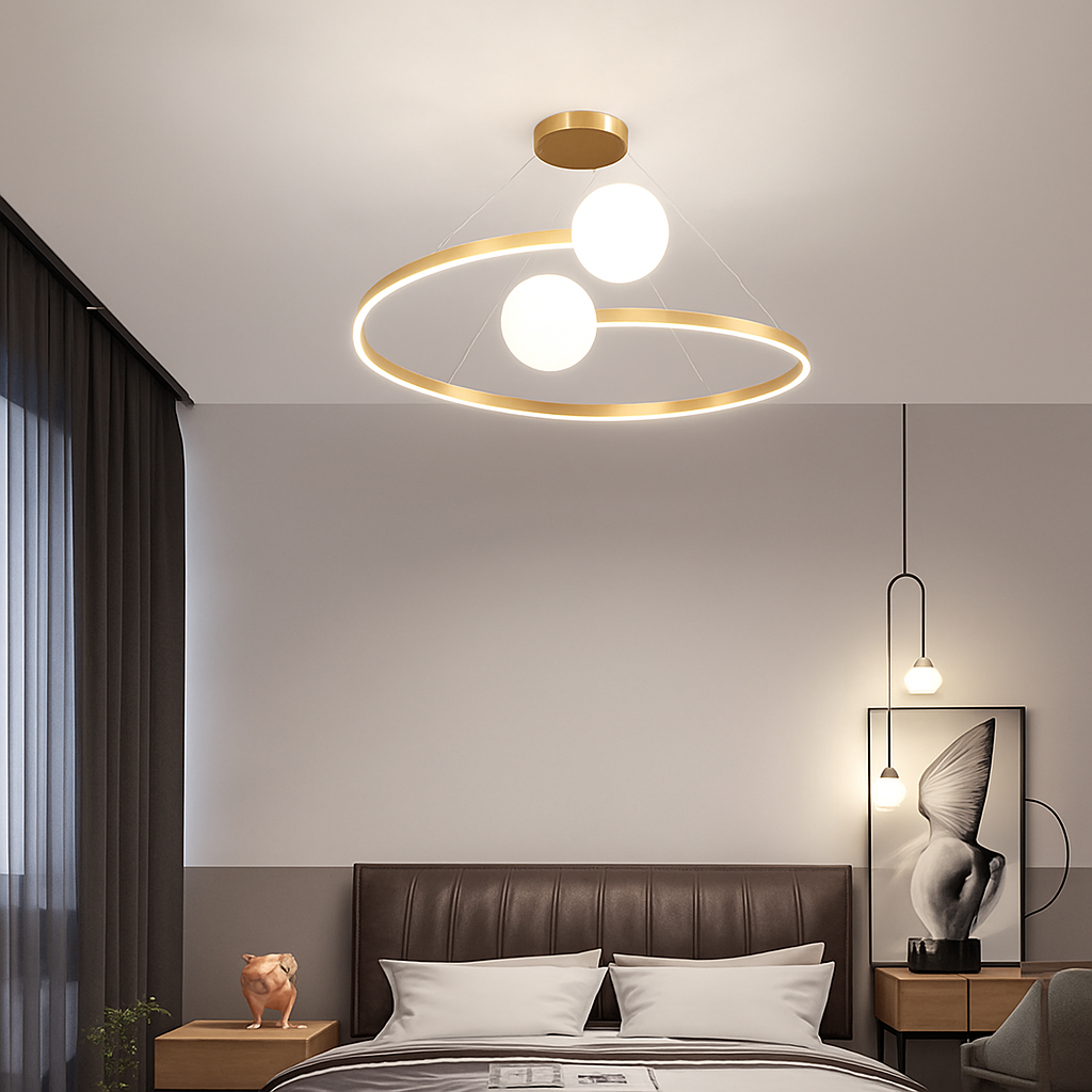 Minimalist Nordic chandelier with creative curved design - vue 3 sur 7