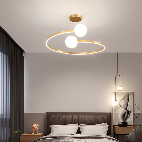 Minimalist Nordic chandelier with creative curved design - vue 4 sur 7