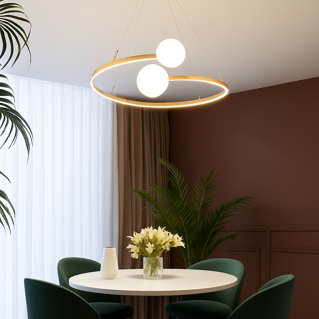 Minimalist Nordic chandelier with creative curved design - vue 4 sur 7