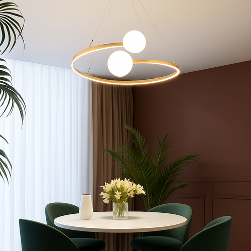 Minimalist Nordic chandelier with creative curved design - vue 5 sur 7