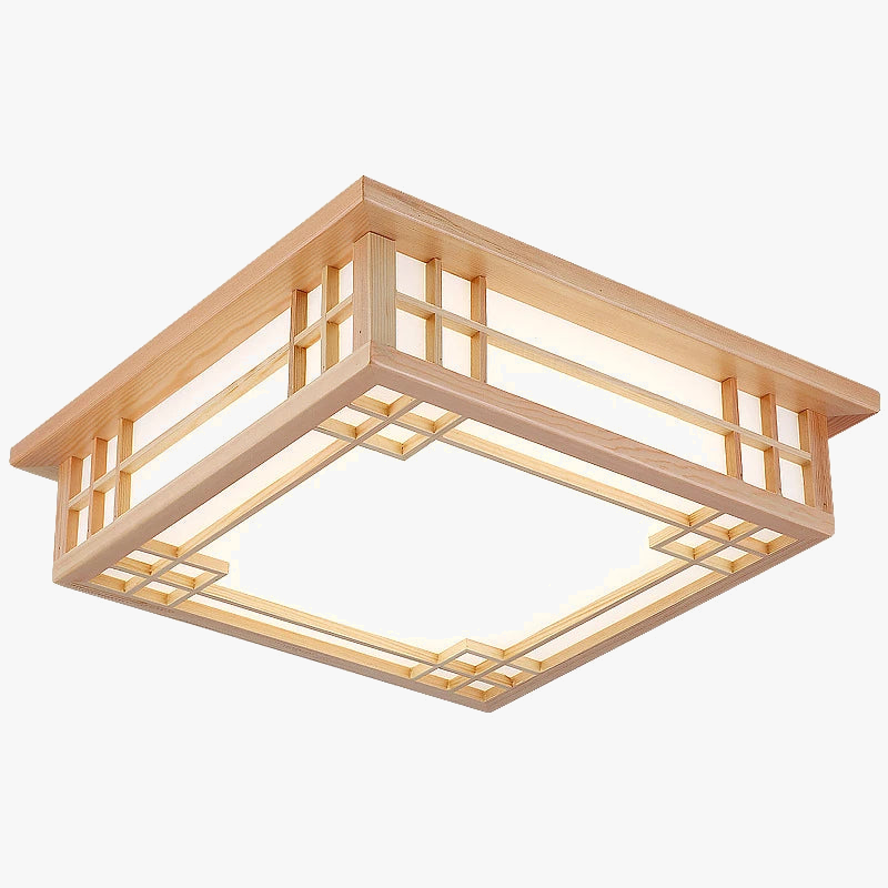 Plafonnier nordique en bois massif carré led décoratif