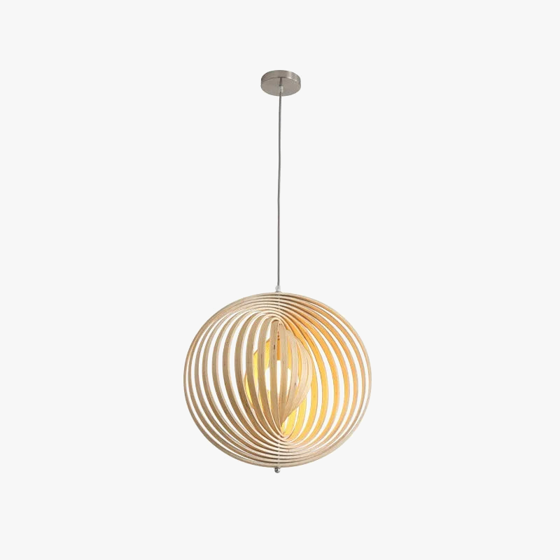 lustre nordique en bois pour bar restaurant cuisine créative éclairage intérieur