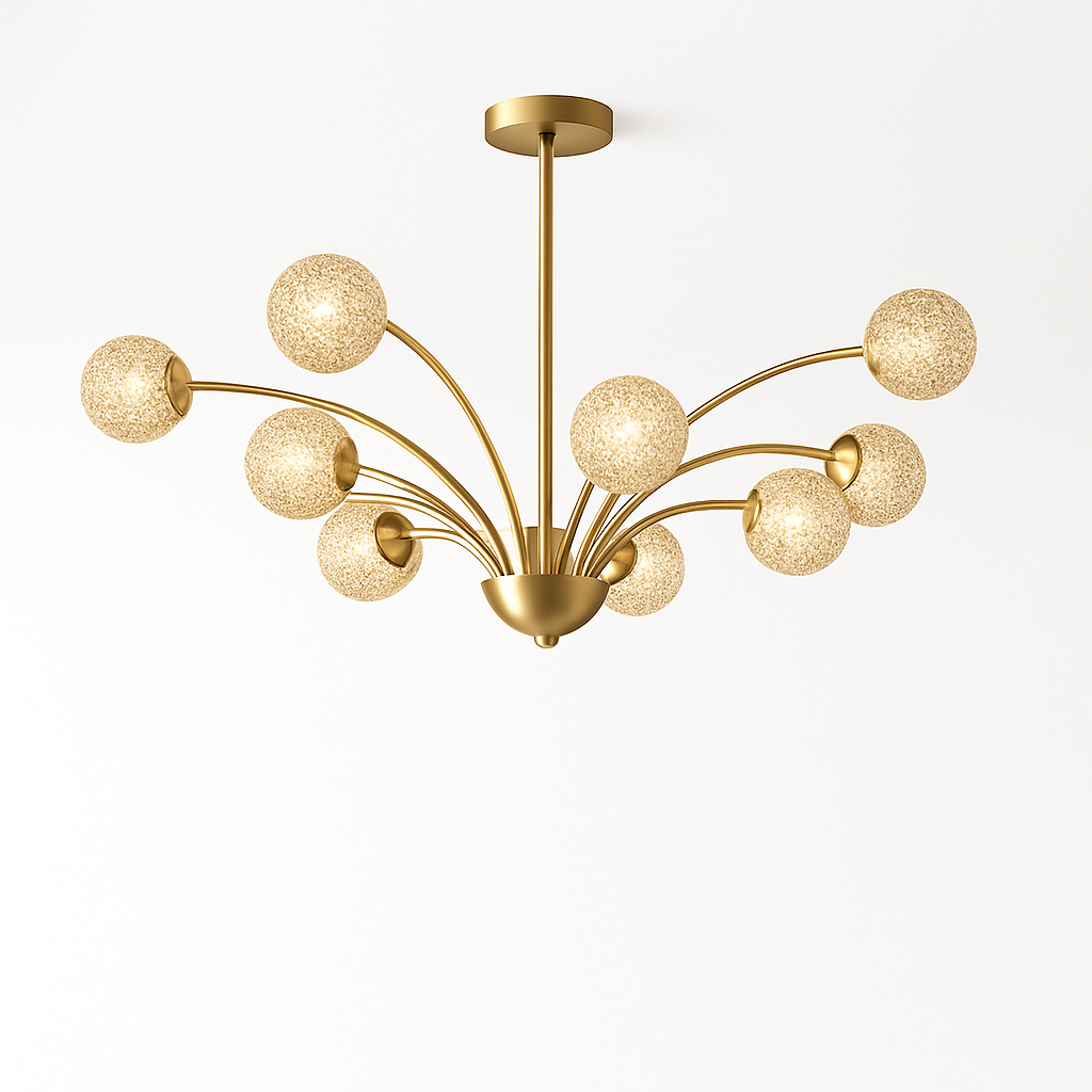 lustre nordique en cuivre et cristal design élégant et luxueux - vue 3 sur 16
