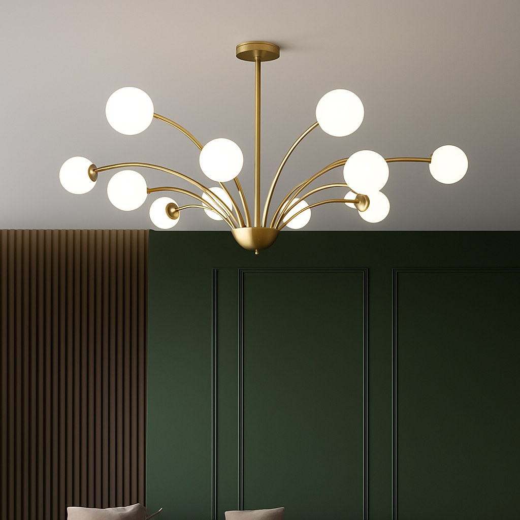lustre nordique en cuivre et cristal design élégant et luxueux - vue 4 sur 16
