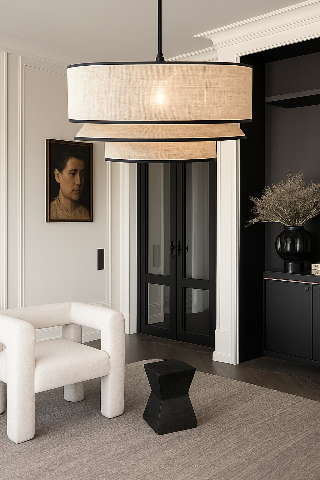 lustre nordique en tissu pour décoration intérieure moderne - vue 4 sur 9