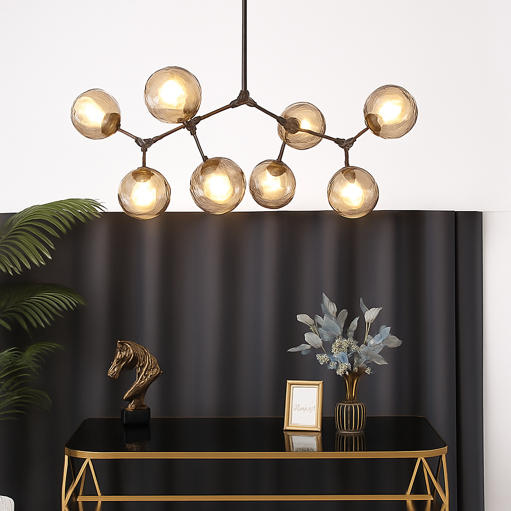 lustre nordique led créatif avec abat-jour multicolore en verre - vue 5 sur 11