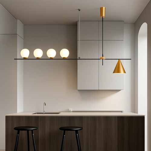 Minimalist Nordic LED chandelier with glass balls - vue 2 sur 13