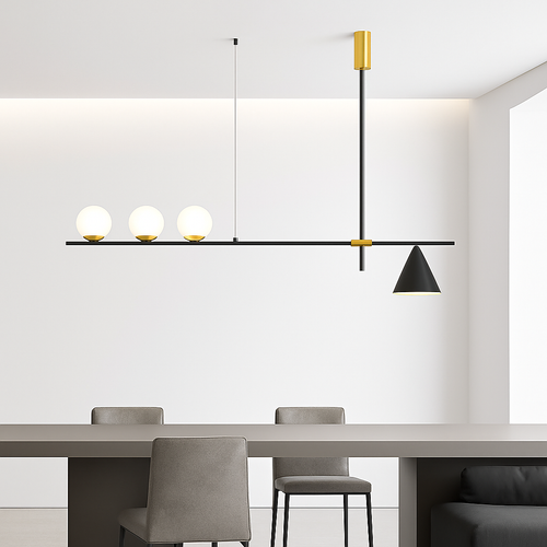 Minimalist Nordic LED chandelier with glass balls - vue 4 sur 13