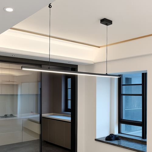 Modern nordic minimalist LED chandelier for long bar, office or dining room - vue 3 sur 24