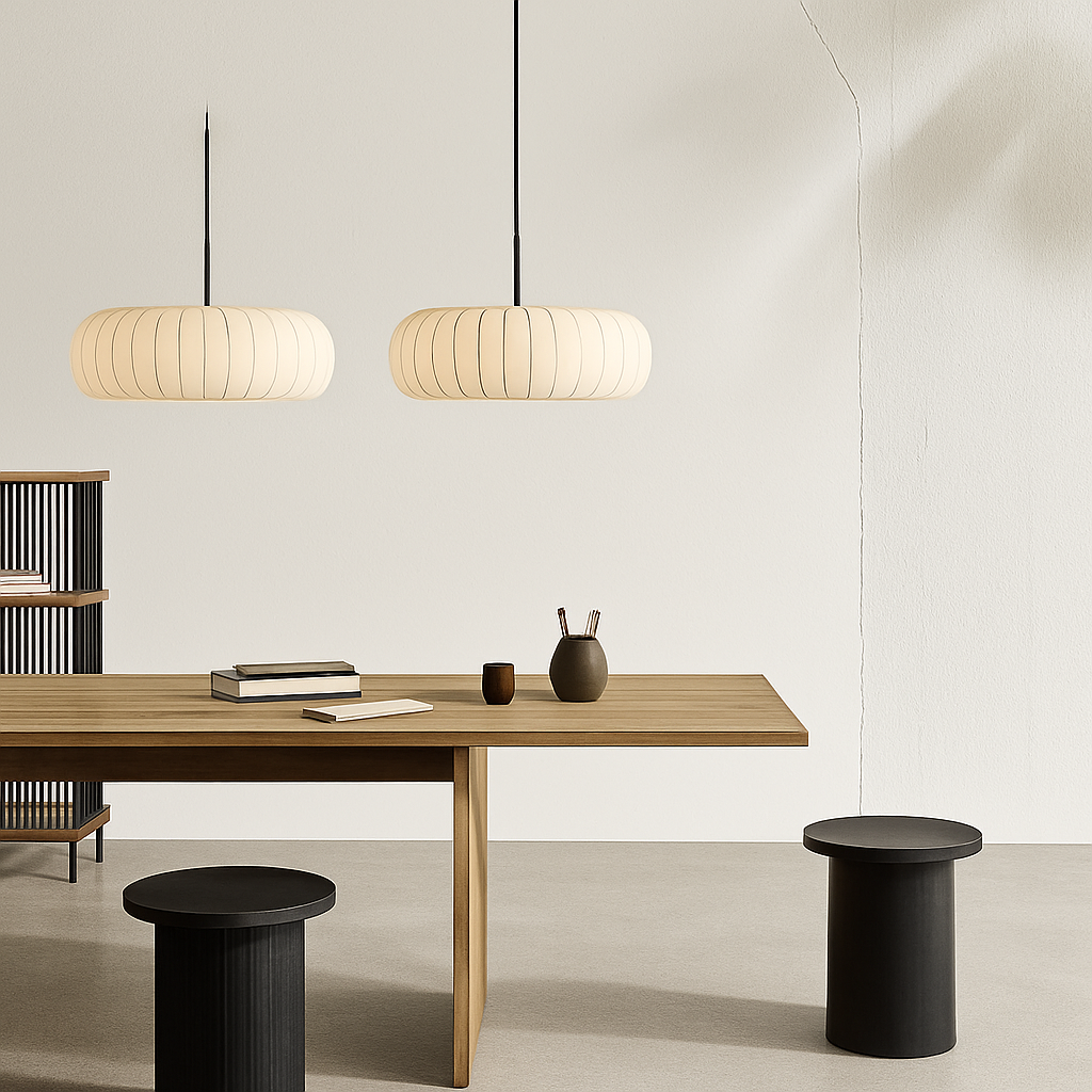 lustre nordique simple wabi sabi en soie led loft - vue 3 sur 10
