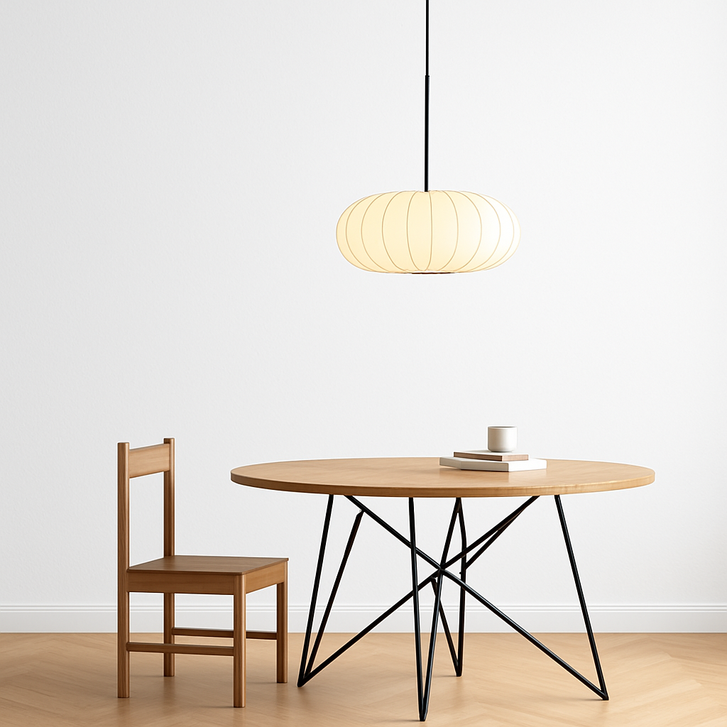 lustre nordique simple wabi sabi en soie led loft - vue 4 sur 10