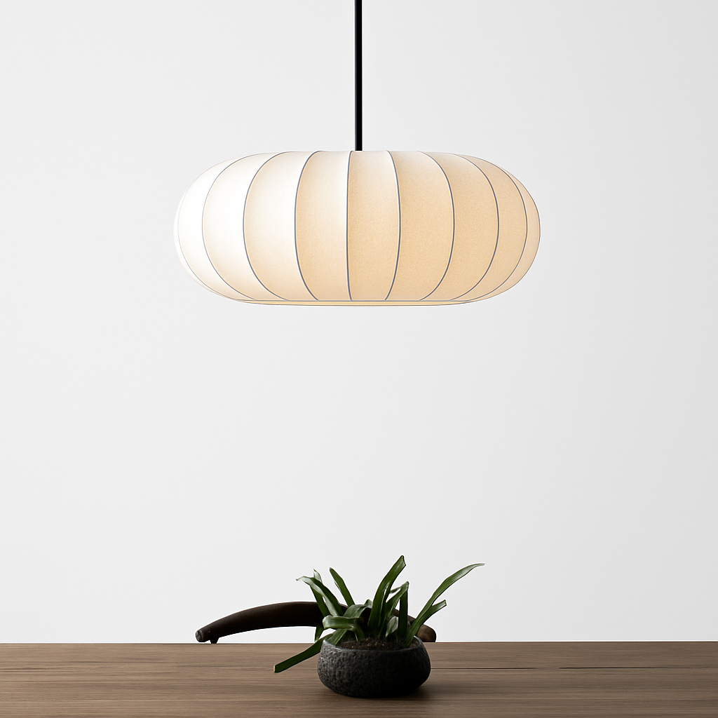 lustre nordique simple wabi sabi en soie led loft - vue 5 sur 10