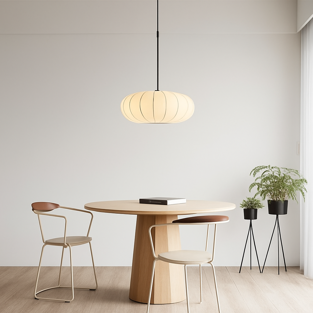 lustre nordique simple wabi sabi en soie led loft - vue 6 sur 10