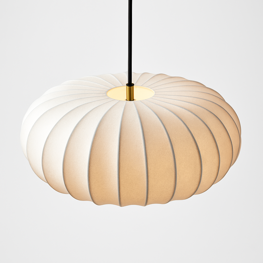 lustre nordique simple wabi sabi en soie led loft - vue 7 sur 10
