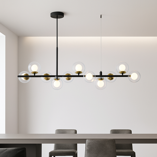 lustre post-moderne créatif en verre suspendu avec bande longue