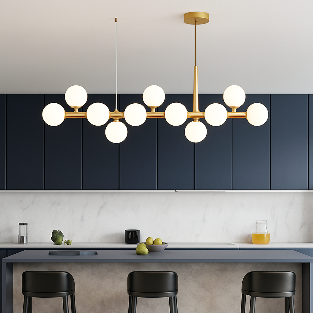 lustre post-moderne créatif en verre suspendu avec bande longue - vue 7 sur 24