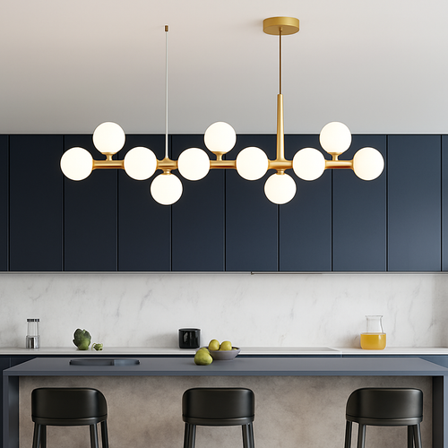 lustre post-moderne créatif en verre suspendu avec bande longue