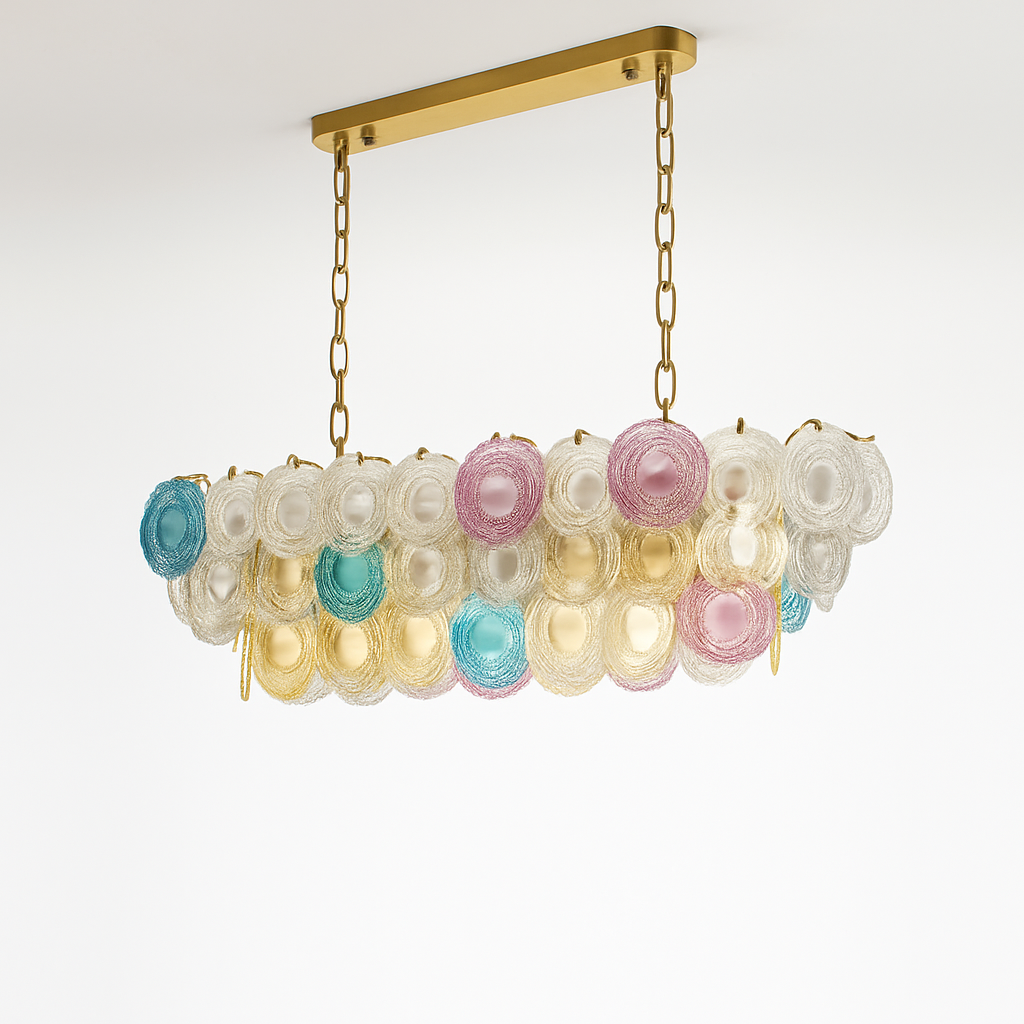 lustre postmoderne en fer et verre coloré design élégant pour éclairage intérieur - vue 4 sur 6