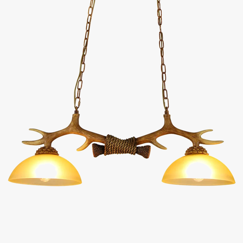 lustre rétro double bois résine suspension led loft café